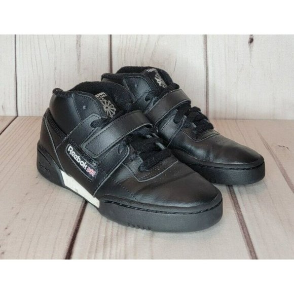 Reebok Workout Cross Training Clean Mid Strap Black Shoes Men's Size 4 - Picture 1 of 9